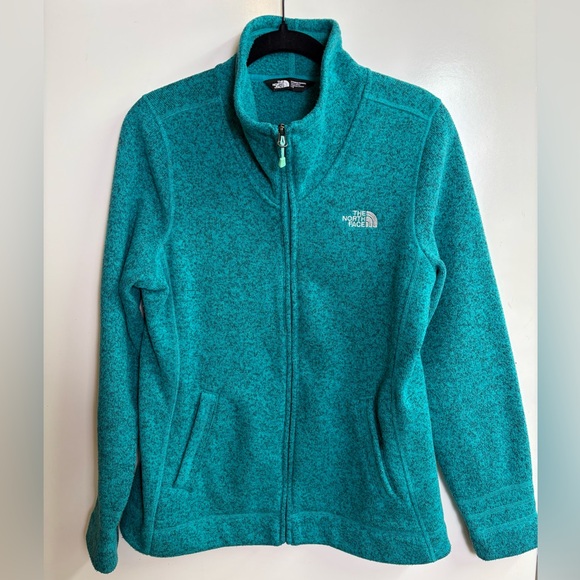 The North Face Women's Sweater Fleece Full Zip Jacket Teal Heathered Large - Picture 2 of 6